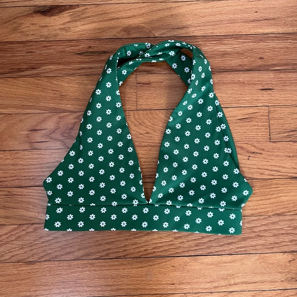 Reformation Green Floral Halter Top